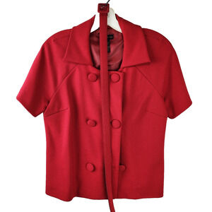 Grace Dane Lewis Petite Short-Sleeve Double-Breasted Coat w/Belt - Red 8P